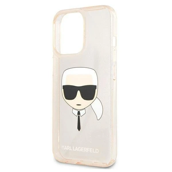 Protective phone case Karl Lagerfeld KLHCP13LKHTUGLGO for Apple iPhone 13 Pro / 13 6.1" gold/gold hardcase Glitter Karl`s Head